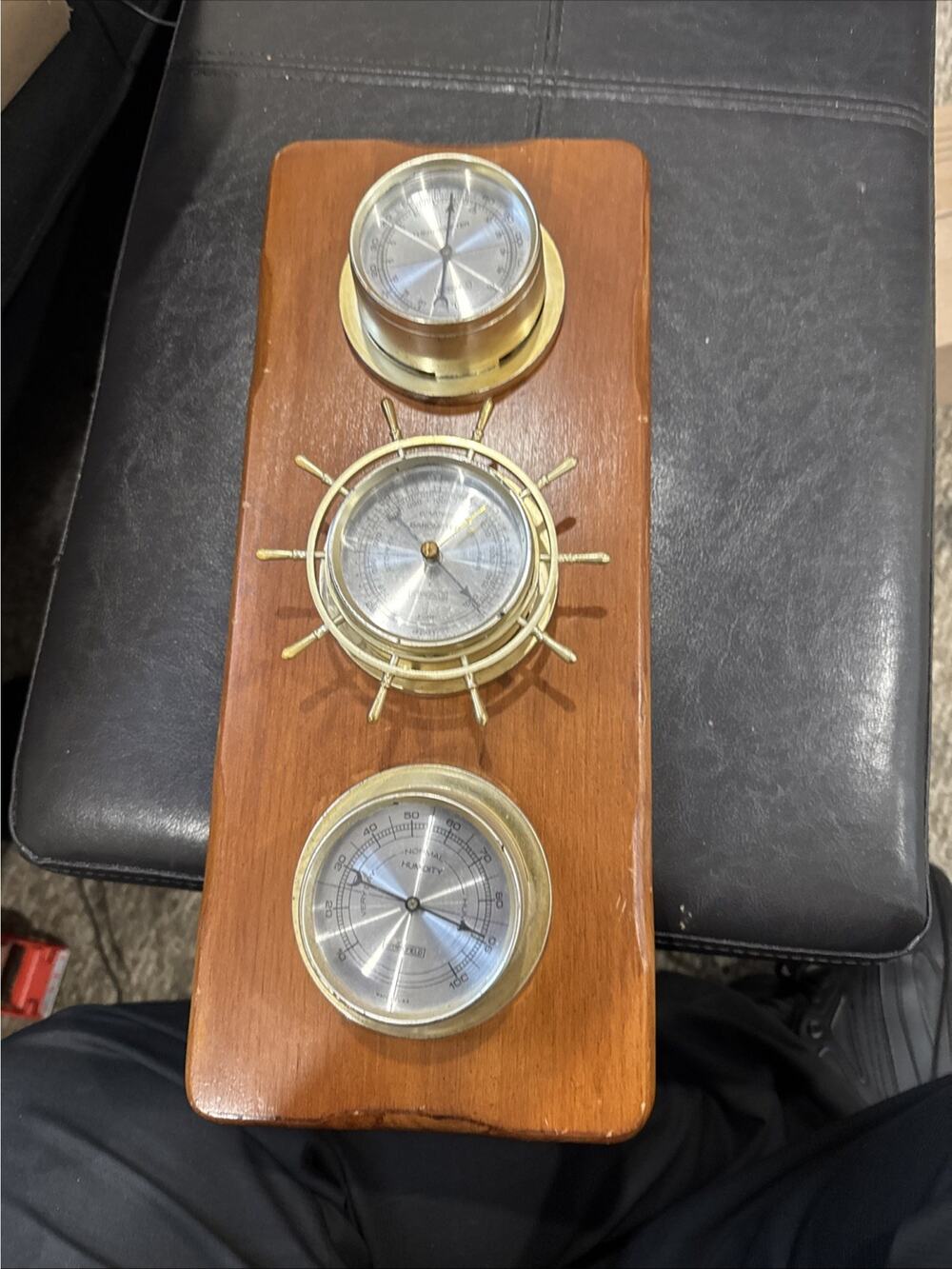 Vintage Springfield 3 Gauge Weather Station Humidity Temperature Barometer USA